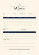 Actual printable Daily Sleep Log page