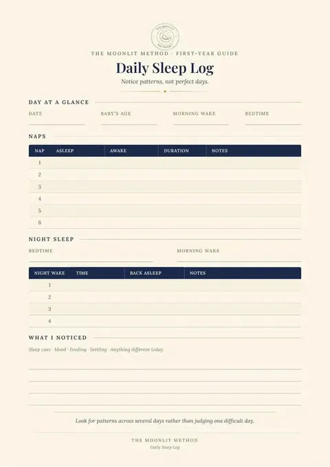 Printable Daily Sleep Log included in the Complete System